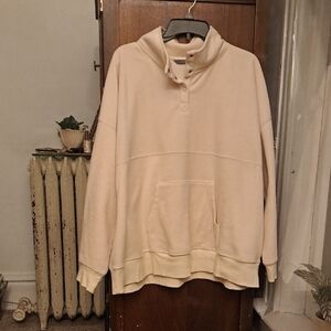 AnyBody Woman's Size 2X  Beige Fleece  Pullover Oversized Sweatshirt
